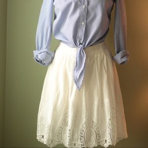Mid length White Lace Skirt